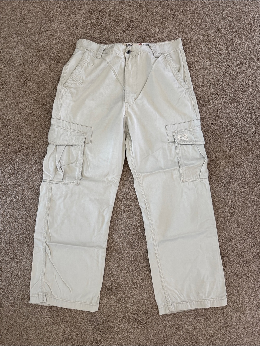 Vintage Levi's Cargo Pants Mens 34x30 Khaki Loose Straight Wide Leg